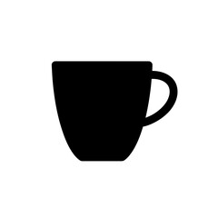 Simple black coffee cup silhouette on a white background  