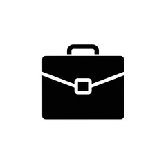 Black briefcase icon on white background  