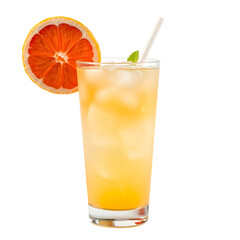 Fototapeta premium Grapefruit and pineapple cocktail or mocktail, refreshing drink with sparkling water isolated on transparent png