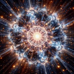 Obraz premium Fractal Supernova Star explosion frozen in recursive geometric p