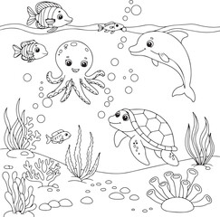 Fototapeta premium Ocean Friends Coloring Page