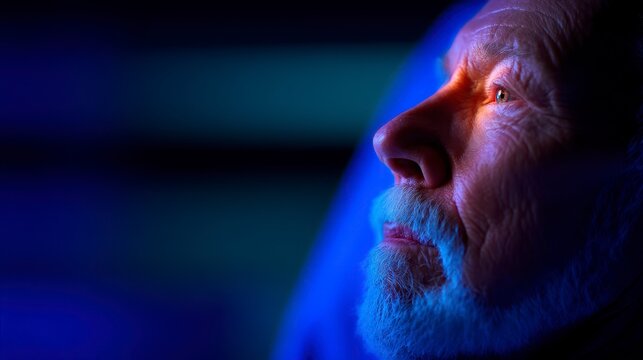 An elderly gentleman in a hospital setting representing care rest and the end stages of life. A serene elderly finds peace in medical facility during final life chapter.