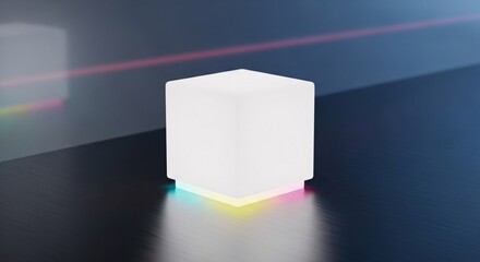 Illuminated cube light product shot for modern interior design and home decoration ideas and lighting solutions