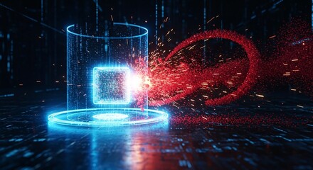 Abstract technology digital core processor ai artificial intelligence data transfer system