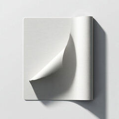 White paper sheet with curled corner and shadow image
