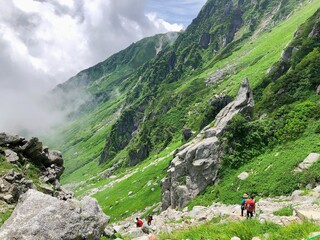 夏の駒ヶ岳登山道（千畳敷カールより）
