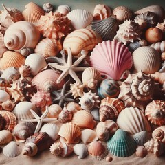 Collection of Seashells Various seashells of different shapes si