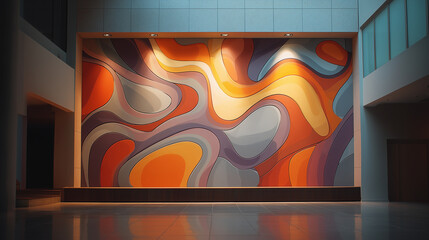 Vibrant Abstract Wall Art in Contemporary Interior Hall