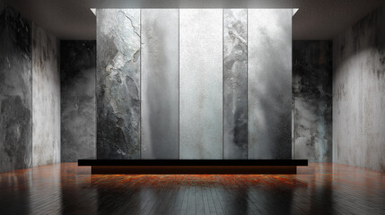 Minimalist Concrete Art Wall with Industrial Texture and Dramatic Lighting