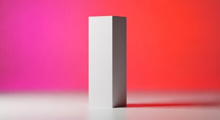 White product box mockup on bright pink and red gradient background for product display showcase design