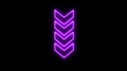 Glowing neon down direction illustration arrow icon. Neon arrow icon.