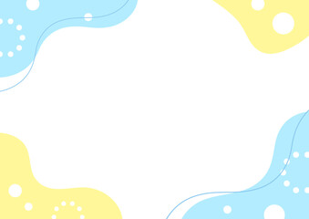 水色と黄色の幾何学模様フレーム、おしゃれな夏の背景イラスト素材