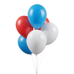 Colorful Helium Balloons with Glossy Surface on Transparent Background