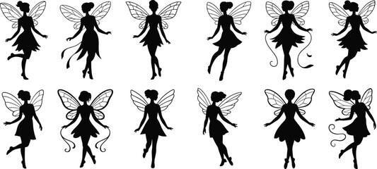 Enchanting Fairy Silhouettes: Whimsical Winged Designs for Magical Projects