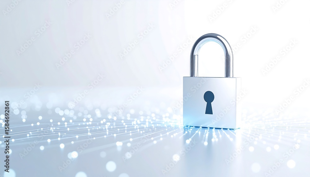 Aufkleber a glowing padlock with a keyhole symbolizes digital security, surrounded by abstract network lines a