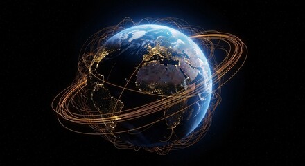 Global network communication internet connection worldwide data transfer earth technology world map