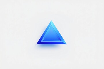 Fototapeta premium Blue triangle gem, white background, website icon, minimal design