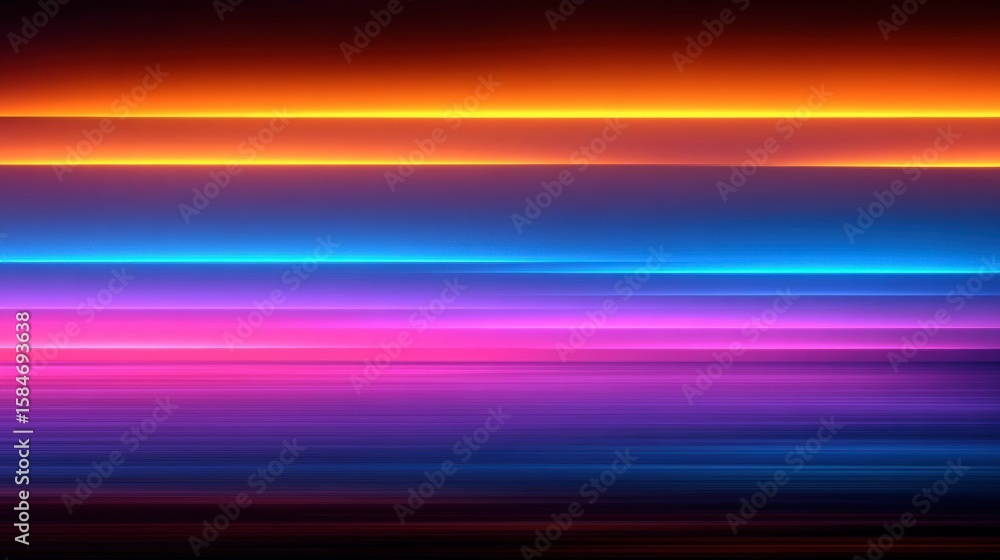 Poster chromatic lines: an abstract artwork displaying dynamic bands of radiant color and lines, offering a
