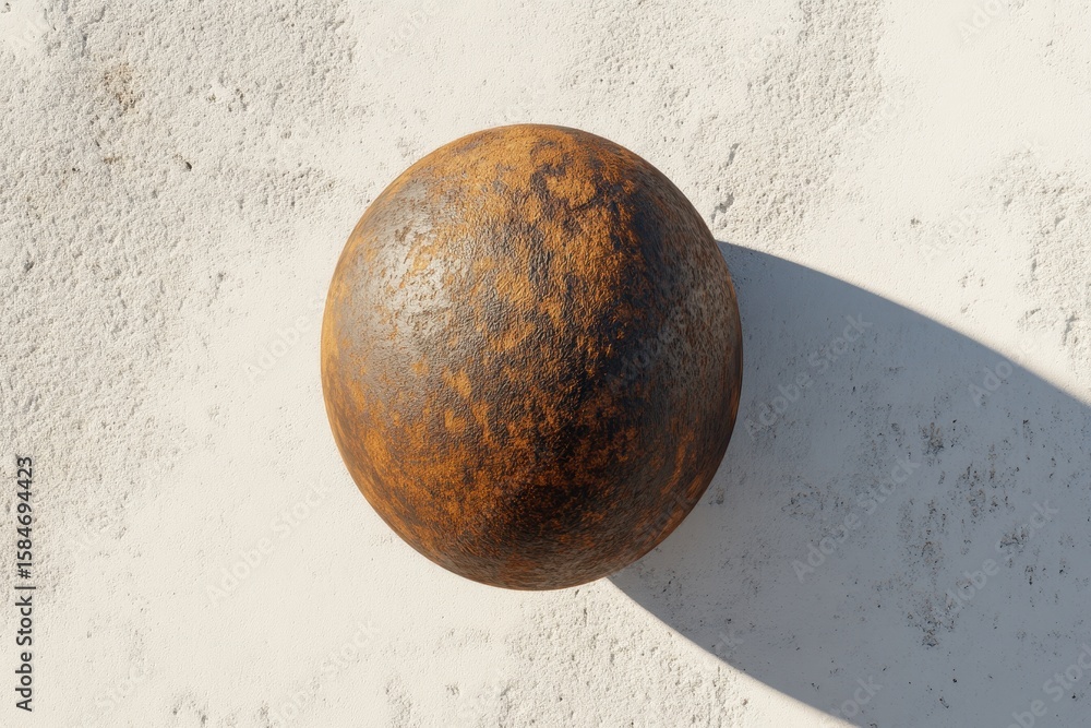 Fototapete rust-colored sphere on a textured surface.