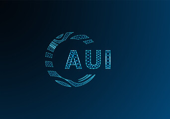 AUI low poly letter logo vector design. AUI lower poly logo design. AUI unique low poly logo design.