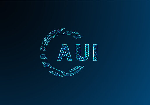 AUI low poly letter logo vector design. AUI lower poly logo design. AUI unique low poly logo design.