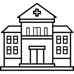 Minimalist Hospital Architecture Line Drawing
