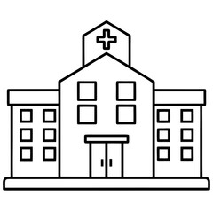Minimalist Hospital Architecture Line Drawing