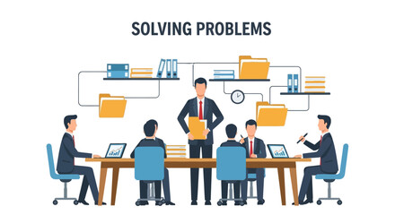 Obraz premium Business Team Solving Problems in Meeting Room.