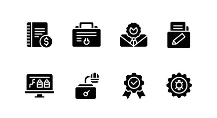 Collection of Black Business and Finance Icons.