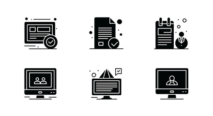 Black and White Icon Set for Digital Concepts.