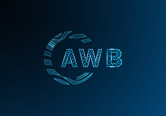 AWB low poly letter logo vector design. AWB lower poly logo design. AWB unique low poly logo design.