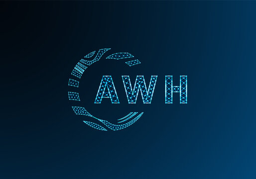 AWH low poly letter logo vector design. AWH lower poly logo design. AWH unique low poly logo design.