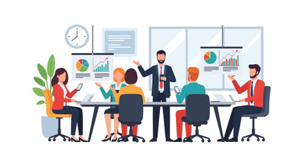 Fototapeta premium Business Team Meeting with Presentation and Charts.