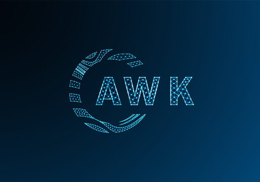 AWK low poly letter logo vector design. AWK lower poly logo design. AWK unique low poly logo design.