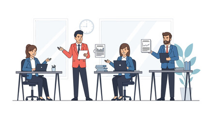 Business Team Meeting in Modern Office Environment.