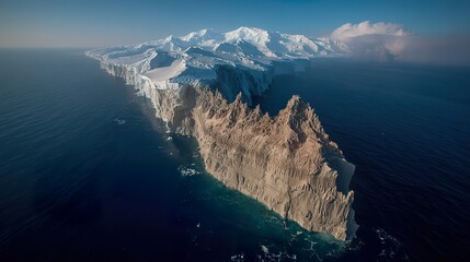Underwater canyon with cascading blue layers creating a liquid avalanche visible through sonar-like ripples.