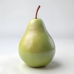 Single Green Pear Fruit Studio Shot, on White Background