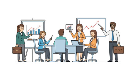 Business Team Meeting Presenting Financial Growth Charts.