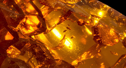 Macro Close-Up of Golden Amber Gemstone with Inclusions







