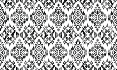Hand draw Ikat floral paisley embroidery.Ikat ethnic oriental pattern traditional.great for background ,curtain, carpet, wallpaper, clothing, wrapping,batik,clothing or decorations.