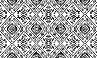 Hand draw Ikat floral paisley embroidery.Ikat ethnic oriental pattern traditional.great for background ,curtain, carpet, wallpaper, clothing, wrapping,batik,clothing or decorations.