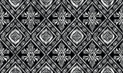 Hand draw Ikat floral paisley embroidery.Ikat ethnic oriental pattern traditional.great for background ,curtain, carpet, wallpaper, clothing, wrapping,batik,clothing or decorations.