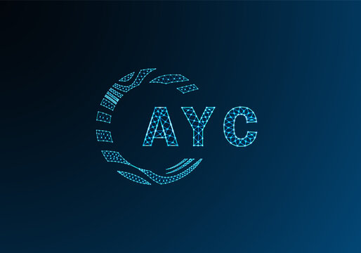 AYC low poly letter logo vector design. AYC lower poly logo design. AYC unique low poly logo design.
