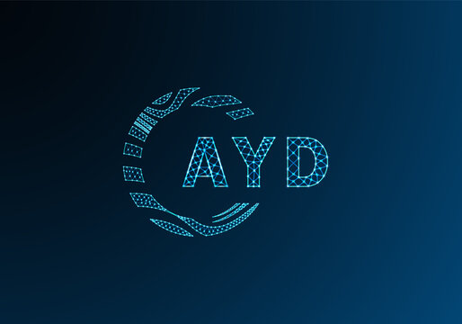 AYD low poly letter logo vector design. AYD lower poly logo design. AYD unique low poly logo design.