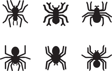 Black spider silhouettes on white background spiders arachnid