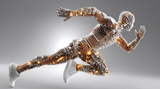 Futuristic running figure technology