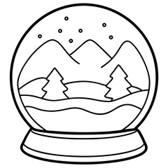 Minimalist Snow Globe Line Illustration