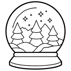 Minimalist Snow Globe Line Illustration