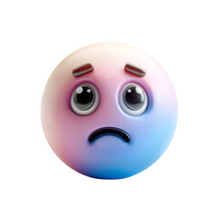 Fototapeta premium Cute Sad Face Emoji 3D Icon in Pastel Gradient Style Isolated on Transparent White Background