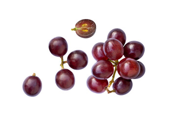 red grapes on white background